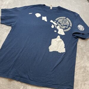 Vintage MauiBuilt Tee T-Shirt Mens XL Navy Crewneck Skull Graphic Print Logo‎